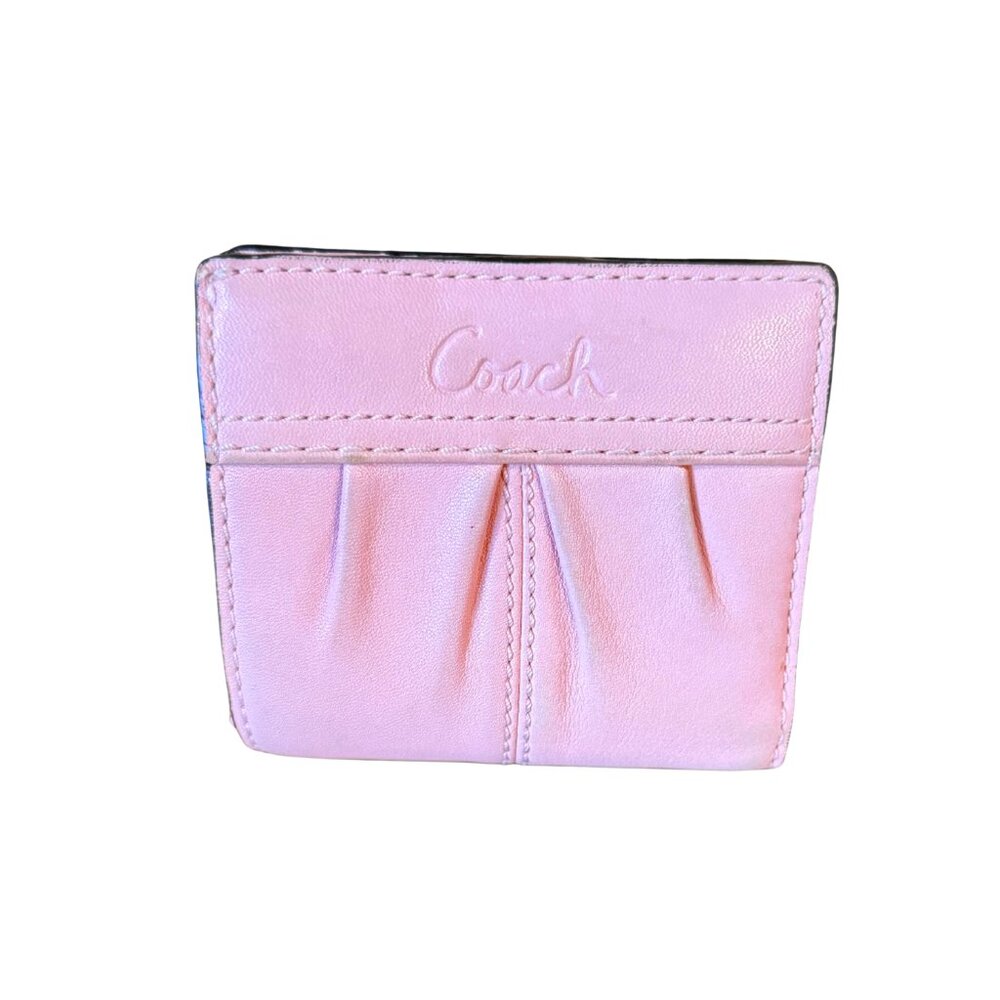 COACH Soho Pleated Pink Leather Mini Snap Wallet